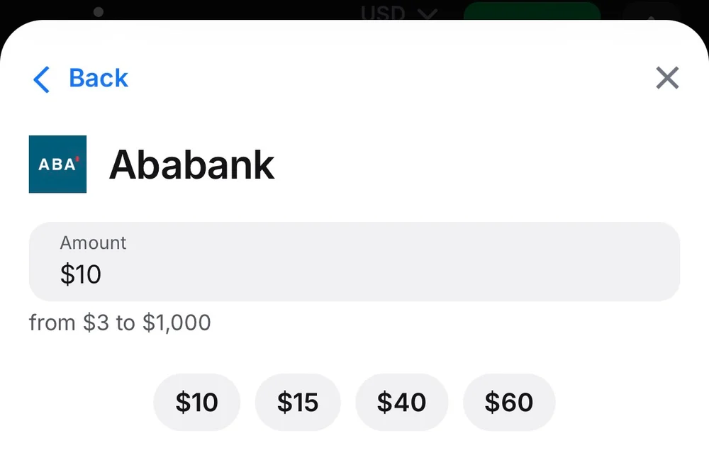 ការជ្រើសរើស ABA Bank នៅលើ 1win